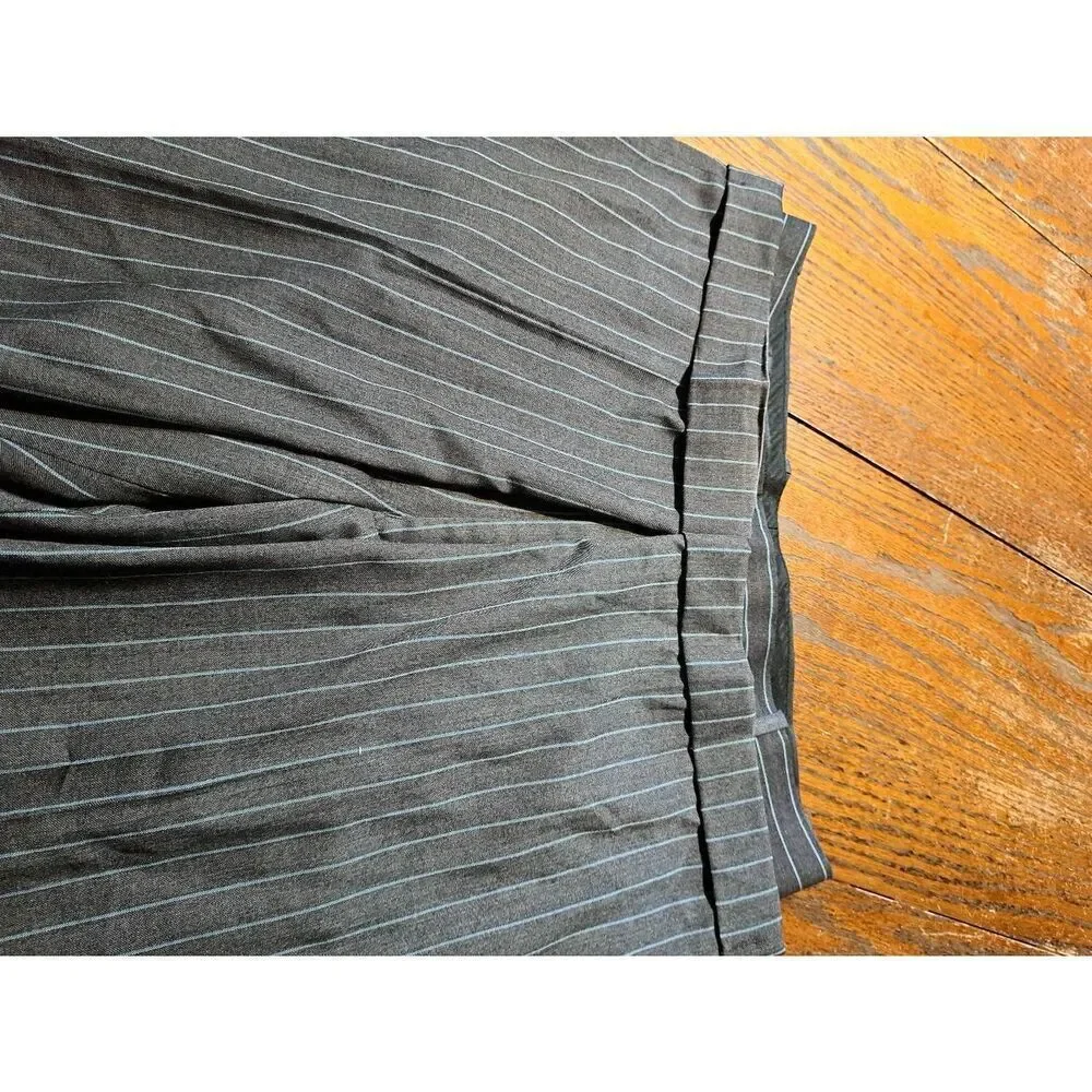30x27 Caravelli Grey Blue Striped Pleated Front Cuffed Hem Dress Pants
